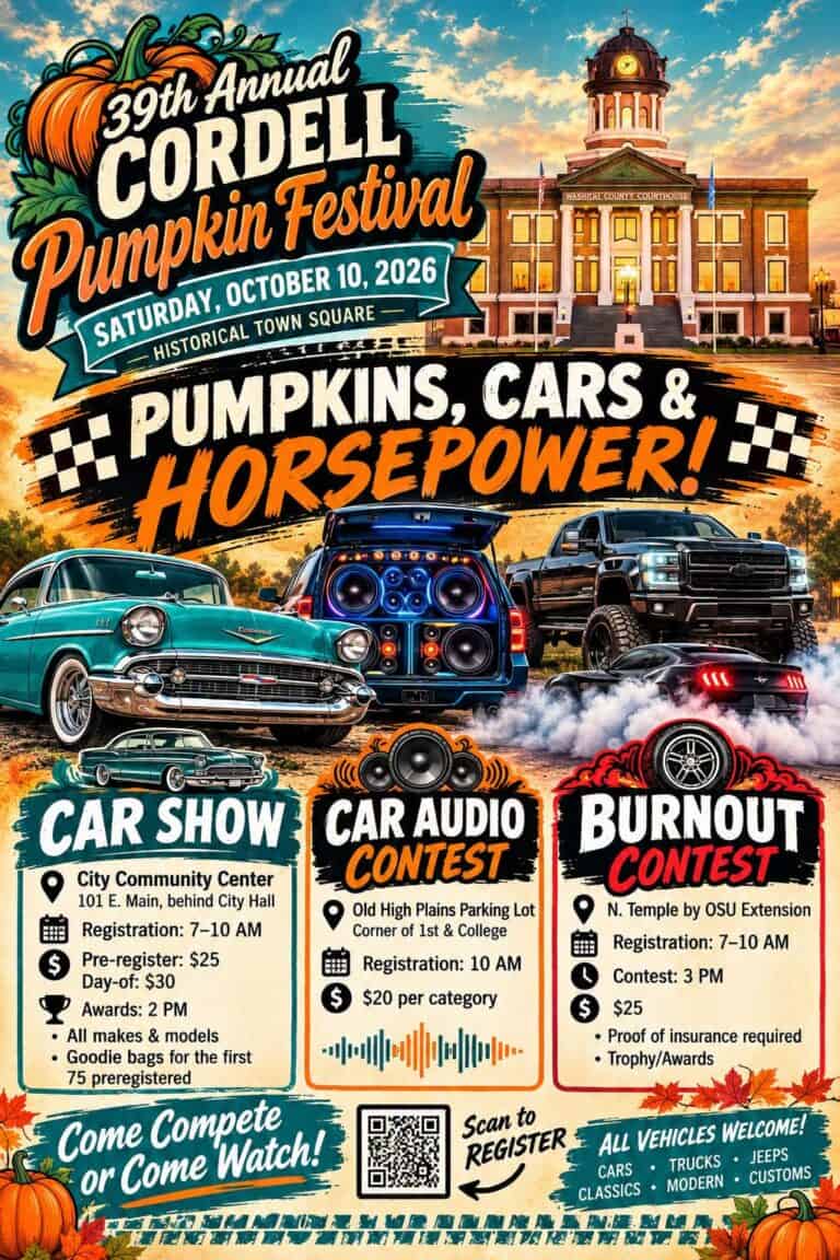 39th Annual Cordell Pumpkin Festival car show in Cordell, OK