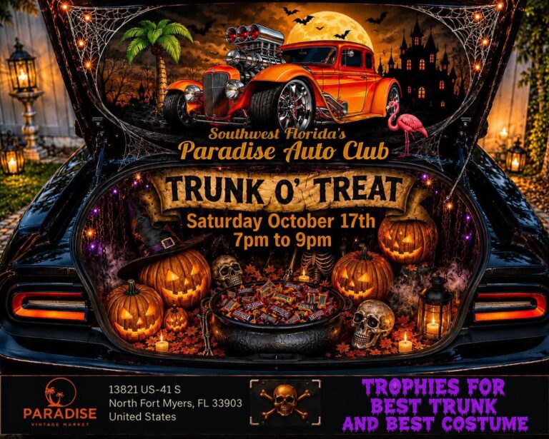 Paradise Auto Club Trunk O’ Treat car show in North Fort Myers, FL