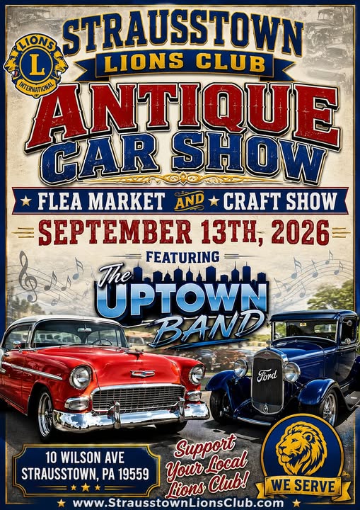 55th Annual Strausstown Lions Club Antique Auto Show, Flea Market & Craft Show event at Strausstown Lions Community Park in Strausstown, PA on September 13, 2026