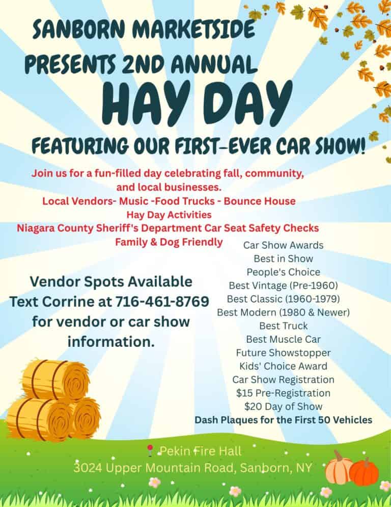 Sanborn Marketside 2nd Annual Hay Day and Car Show car show in Sanborn, NY