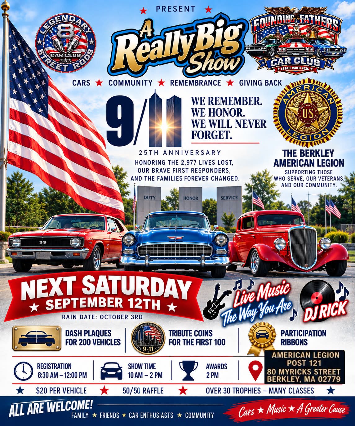 A Really Big Show event at American Legion Post 121 in Berkley, MA on September 12, 2026