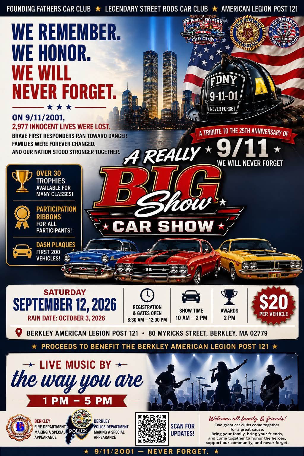 A Really Big Show Car Show event at Berkley American Legion Post 121 in Berkley, MA on September 12, 2026