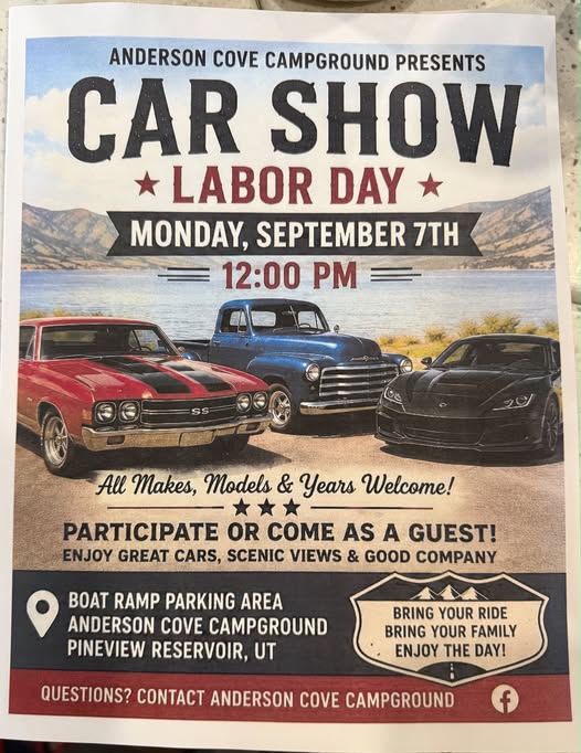 Anderson Cove Campground Labor Day Car Show event at Anderson Cove Campground in Huntsville, UT on September 7, 2026