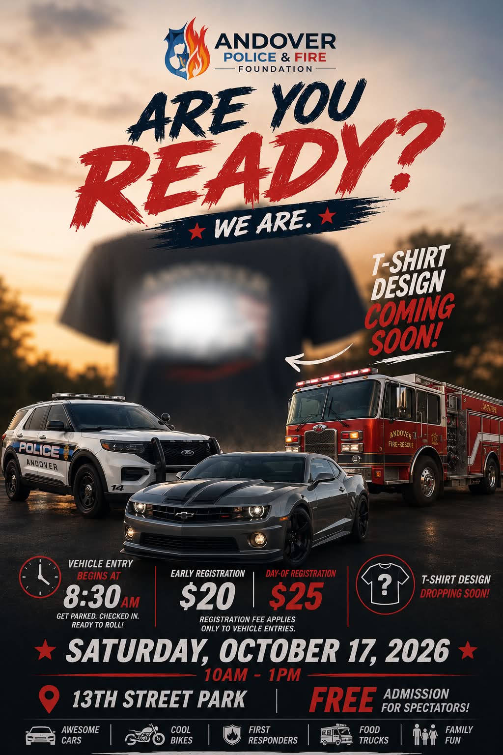 Andover Police & Fire Foundation Car & Bike Show event at 13th Street Park in Andover, KS on October 17, 2026