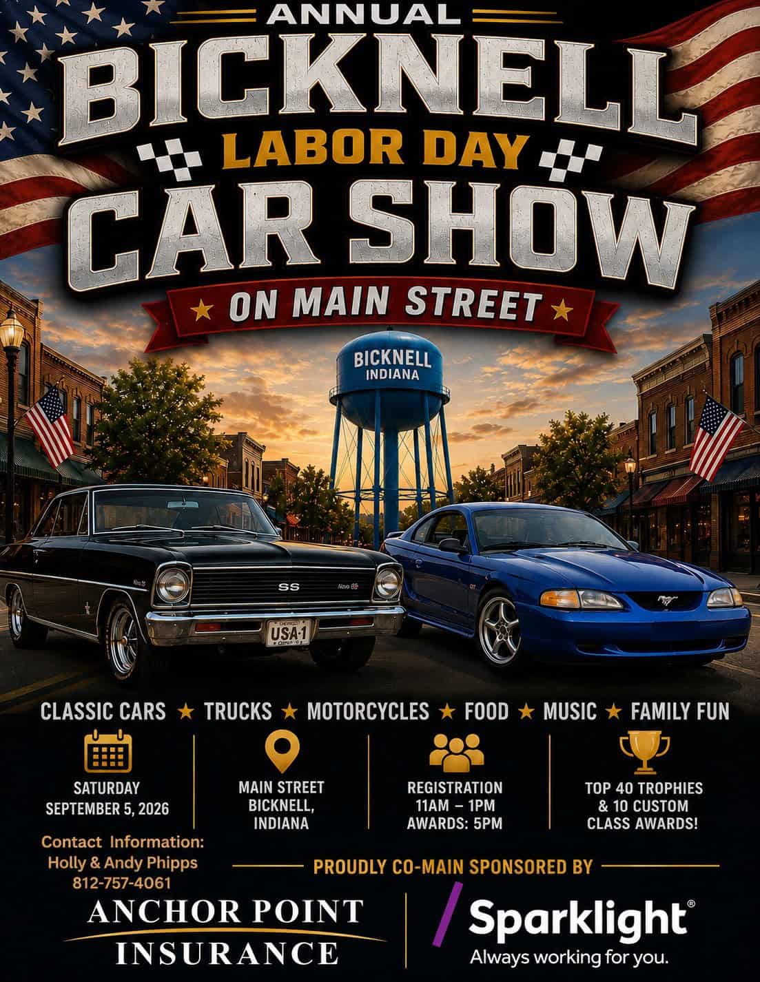 Annual Bicknell Labor Day Car Show on Main Street event at 104 S Main St in Bicknell, IN on September 5, 2026