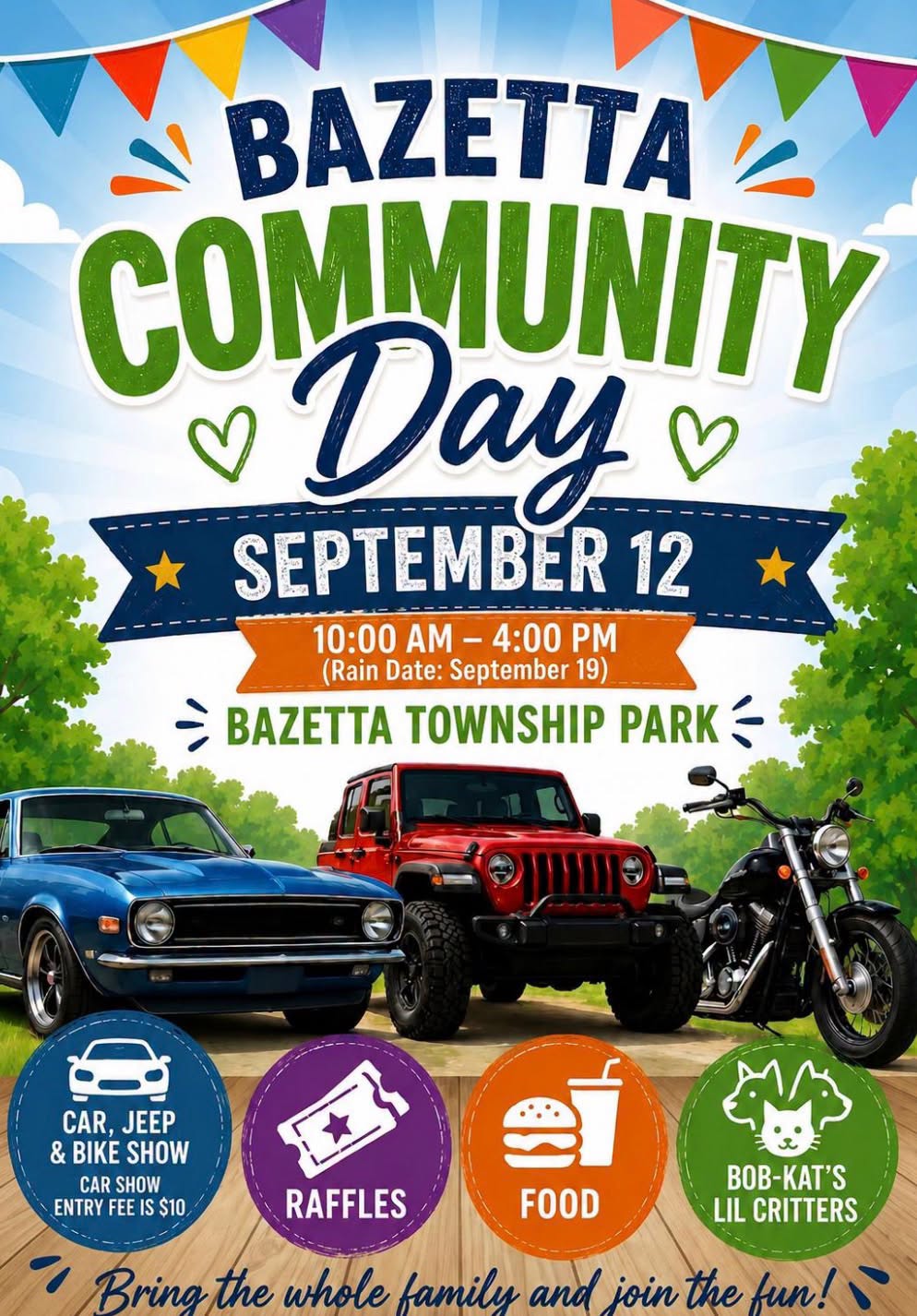 Bazetta Community Day & Car Show event at Bazetta Township Park in Cortland, OH on September 12, 2026