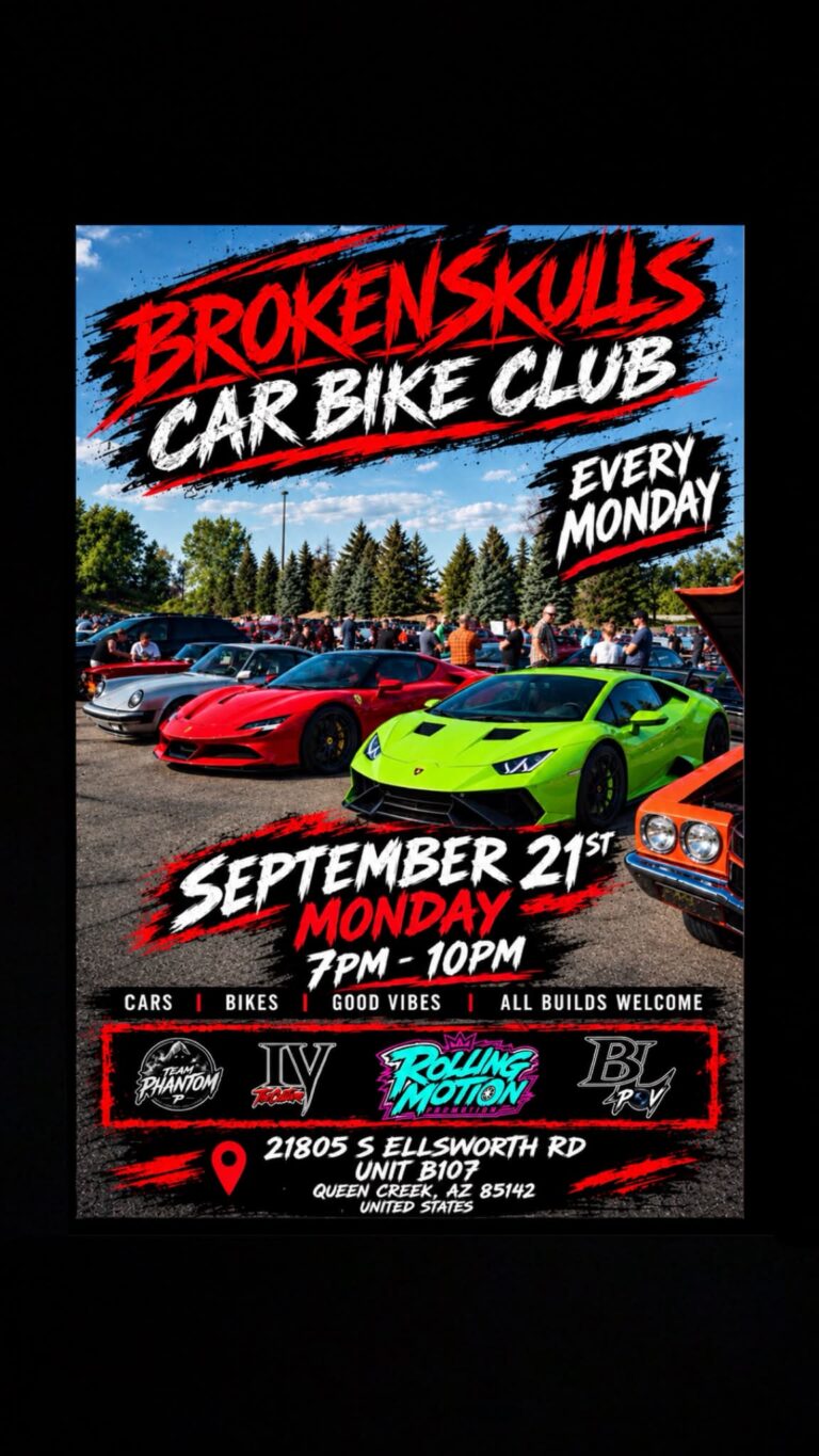 BrokenSkulls Car Bike Club Every Monday Meet car show in Queen Creek, AZ