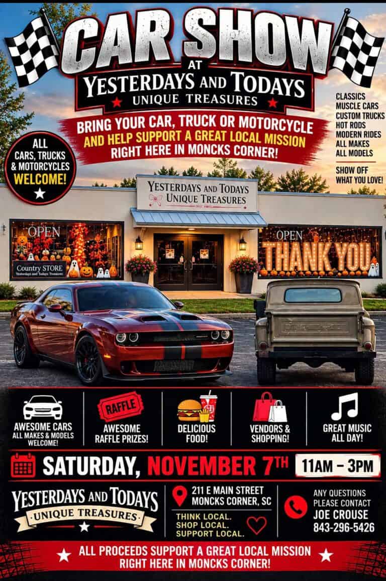 Car Show at Yesterdays and Todays Unique Treasures car show in Moncks Corner, SC