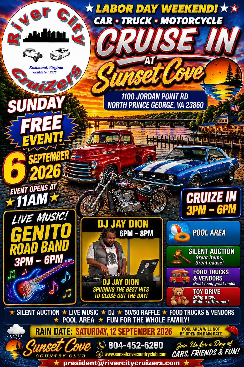 Cruise in at Sunset Cove event at Sunset Cove in North Prince George, VA on September 6, 2026