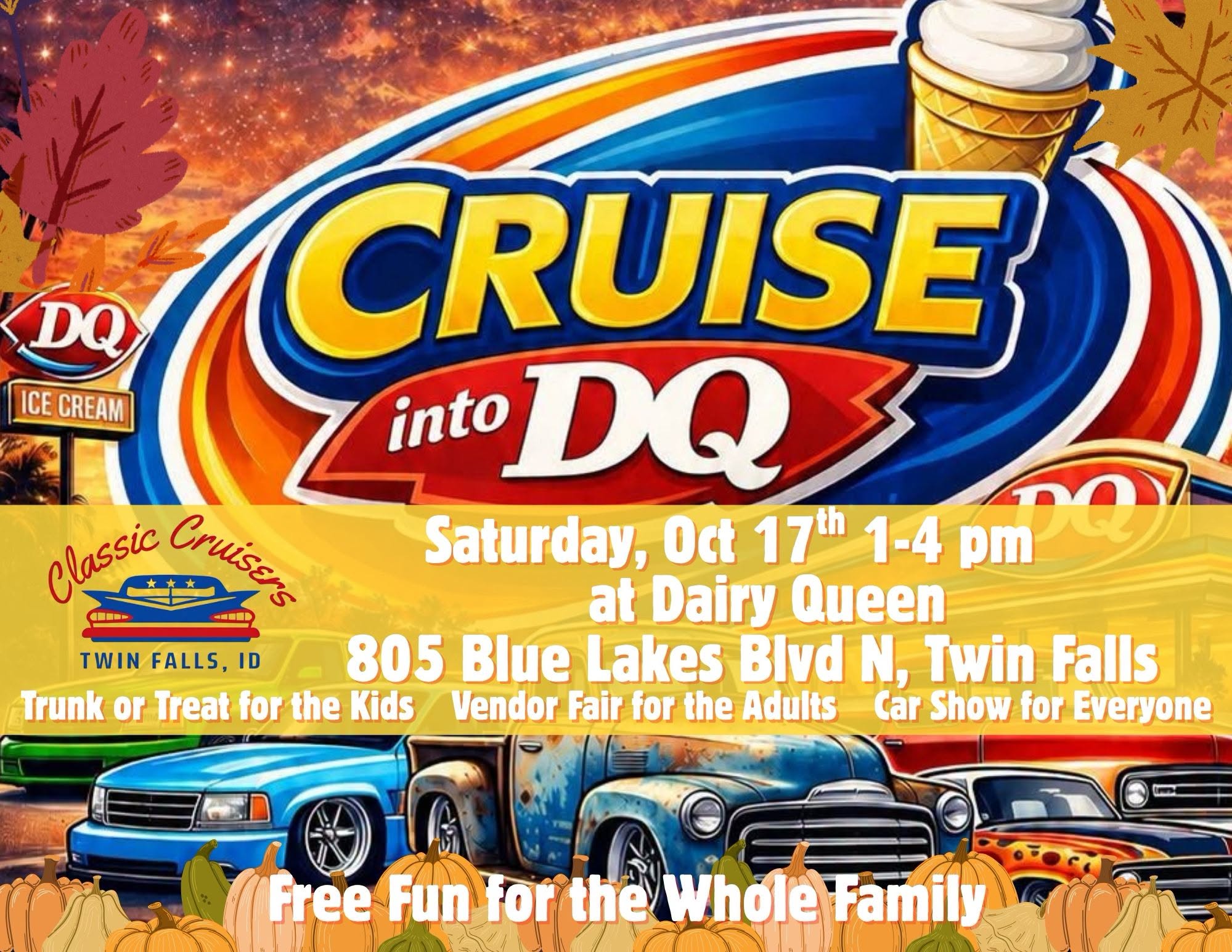 Cruise Into DQ event at Dairy Queen in Twin Falls, ID on October 17, 2026