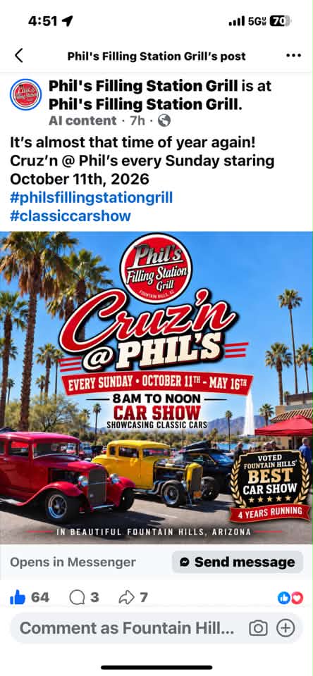 Cruz’n @ Phil’s car show in Fountain Hills, AZ