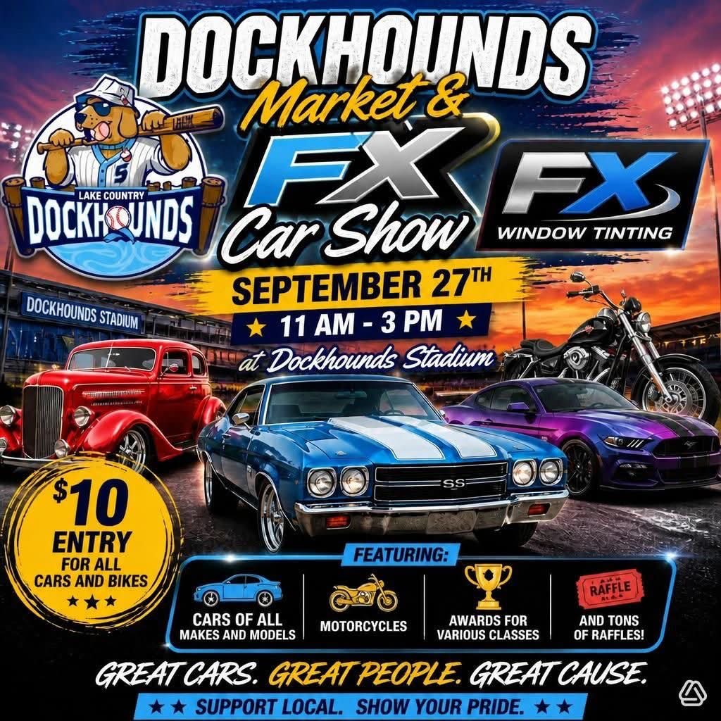 DockHounds Market & FX Car Show event at Dockhounds Stadium in Oconomowoc, WI on September 27, 2026
