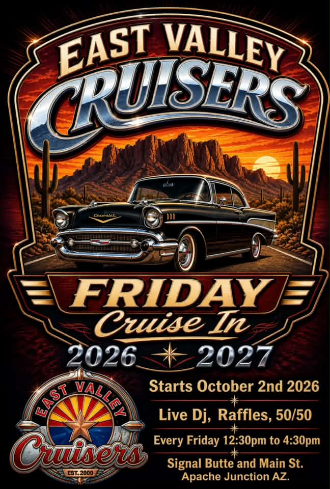 East Valley Cruisers Friday Cruise-In car show in Apache Junction, AZ