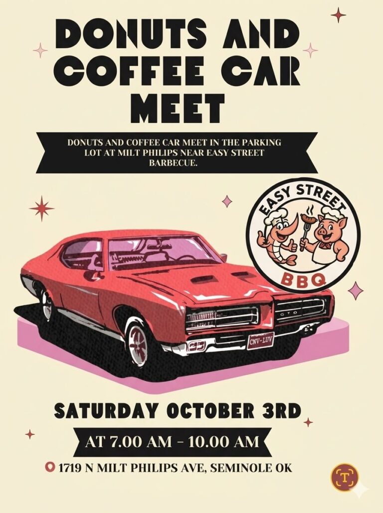 Easy Street BBQ Donuts and Coffee Car Meet car show in Seminole, OK