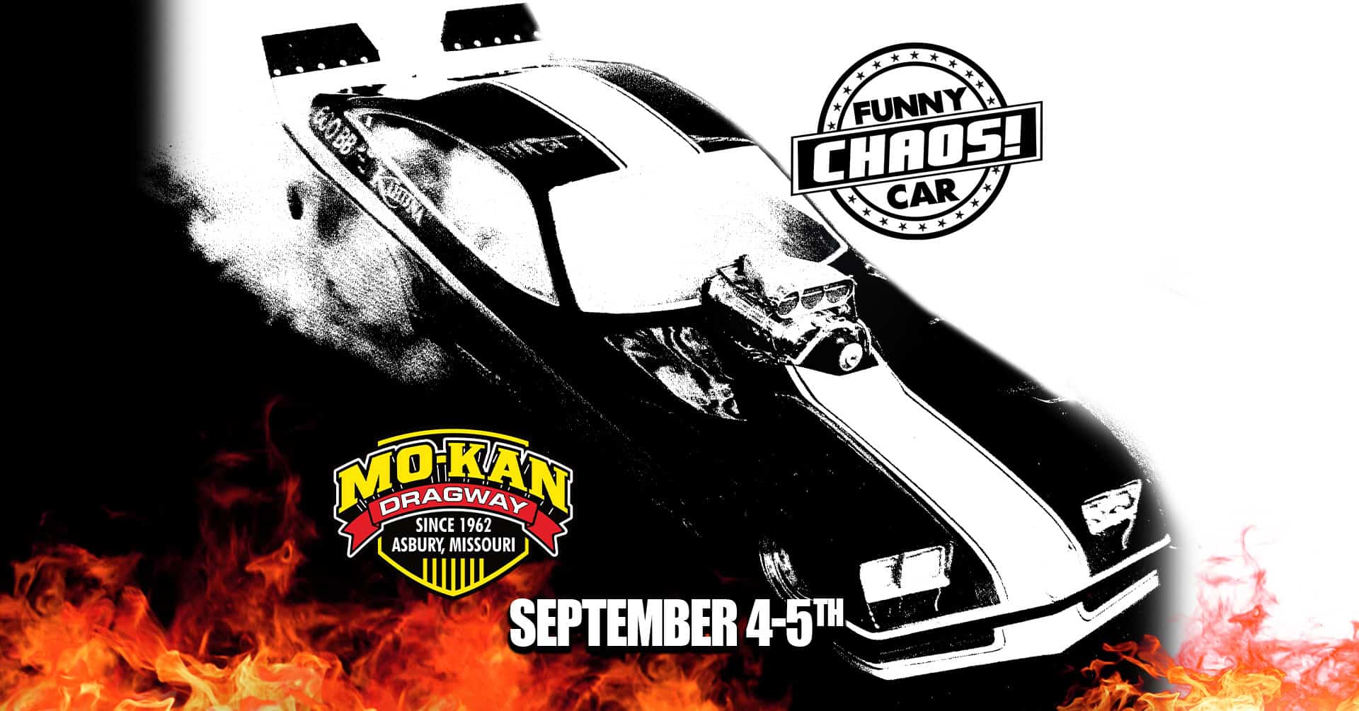 Funny Car CHAOS! 61st Annual Labor Day Weekend Classic event at Mo-Kan Dragway in Asbury, MO on September 4, 2026