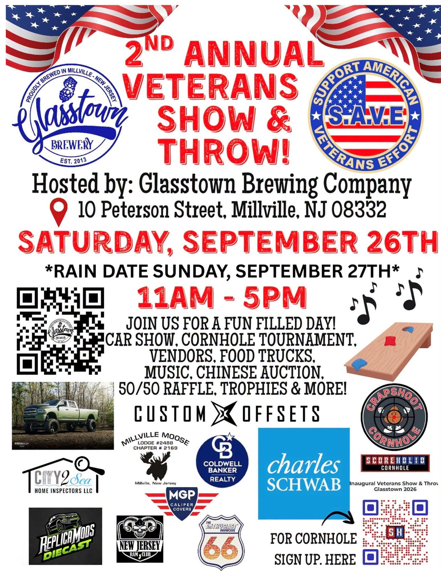 Glasstown Brewing Company 2nd Annual Veterans Show & Throw event at Glasstown Brewing Company in Millville, NJ on September 26, 2026