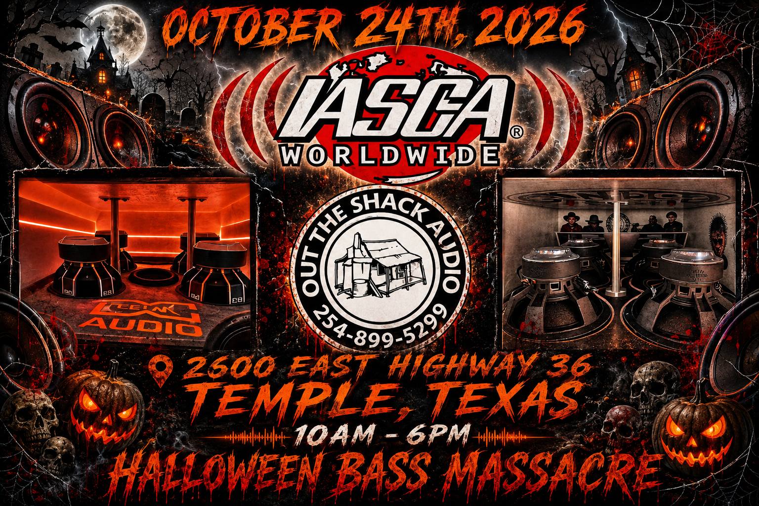 Halloween Bass Massacre event at 2500 East Highway 36 in Temple, TX on October 24, 2026