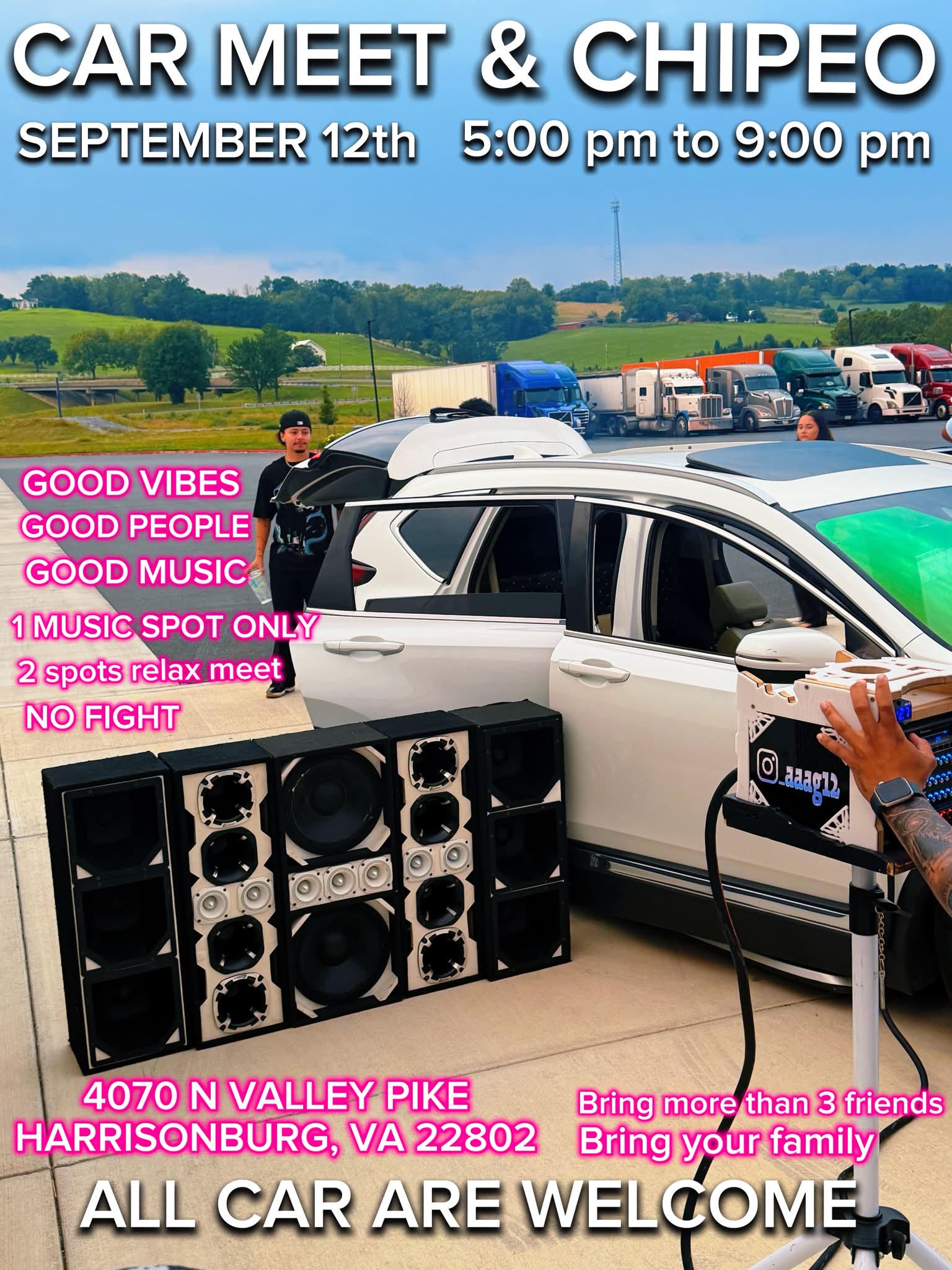 Harrisonburg Car Meet & Chipeo event at 4070 N Valley Pike in Harrisonburg, VA on September 12, 2026