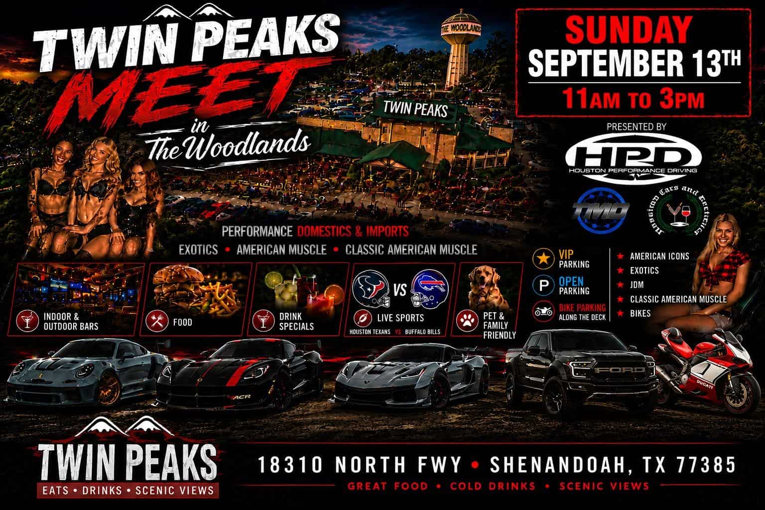 HPD Twin Peaks Meet in the Woodlands/Shenandoah (S10/E7) event at Twin Peaks Restaurant in Shenandoah, TX on September 13, 2026