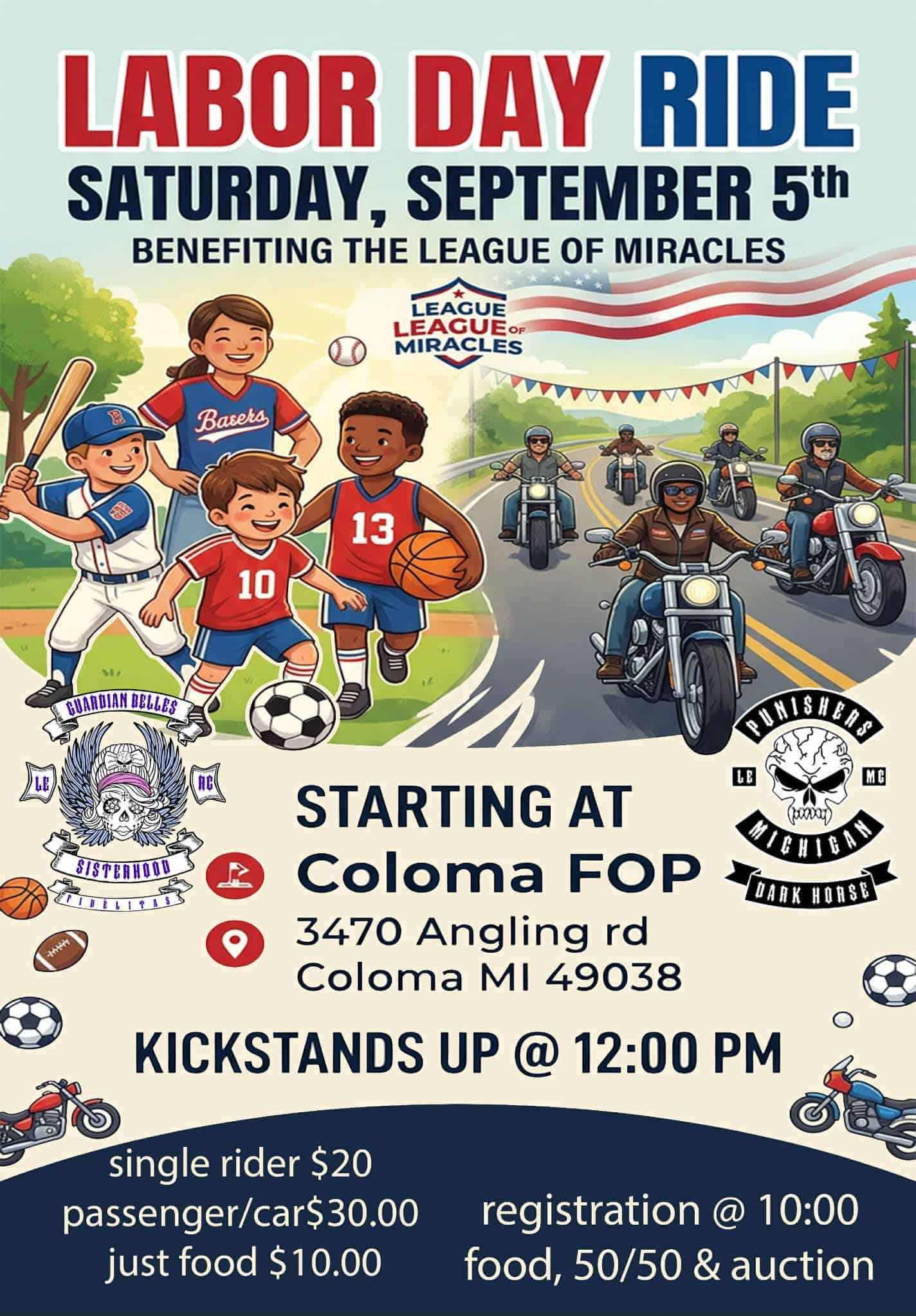 Labor Day Ride at Coloma FOP event at Coloma FOP #147 in Coloma, MI on September 5, 2026