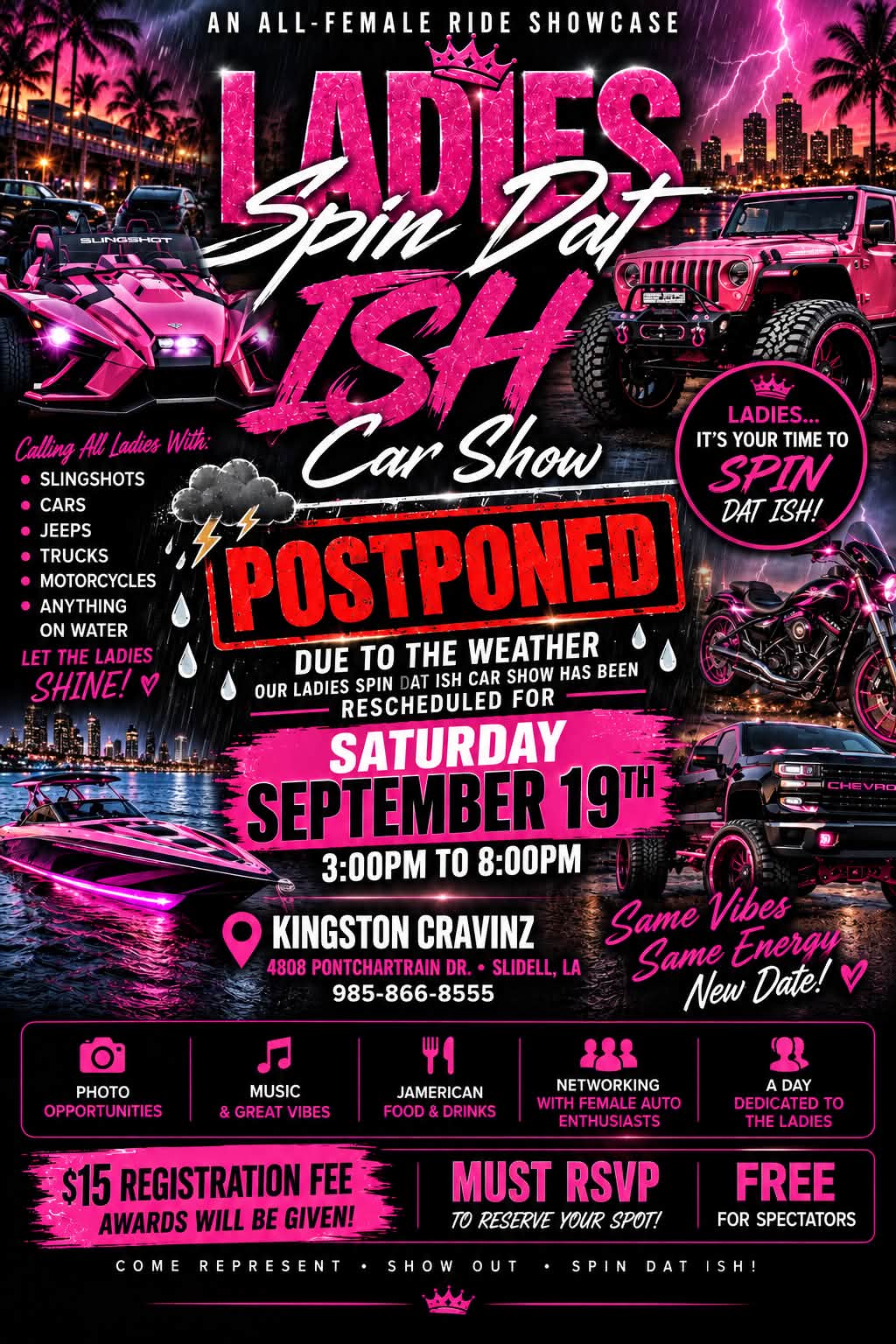 Ladies Spin Dat Ish Car Show event at Kingston Cravinz in Slidell, LA on September 19, 2026