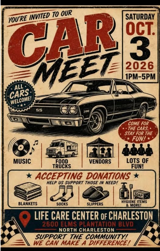 Life Care Center of Charleston Car Meet event at Life Care Center of Charleston in North Charleston, SC on October 3, 2026