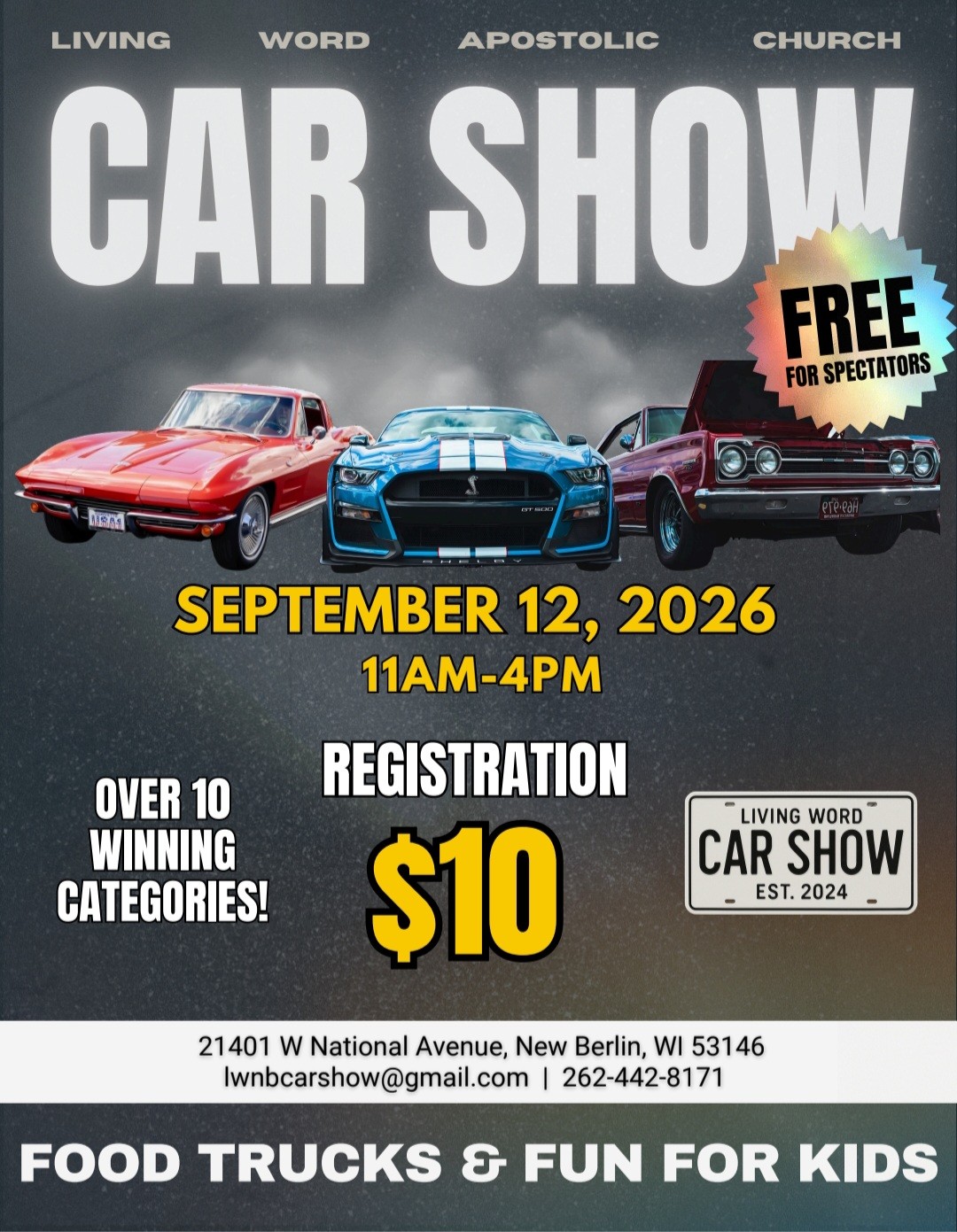 Living Word Apostolic Church Car Show event at Living Word Apostolic Church in New Berlin, WI on September 12, 2026