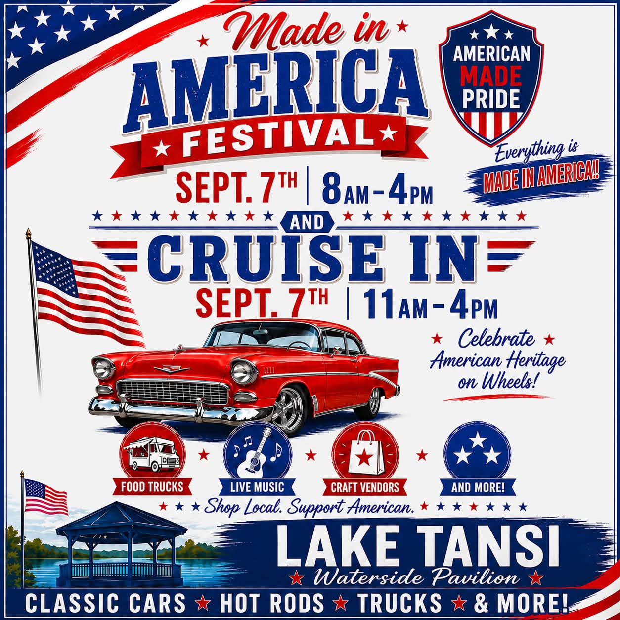 Made in America Festival Cruise in at Lake Tansi event at Lake Tansi Waterside Pavilion in Crossville, TN on September 7, 2026
