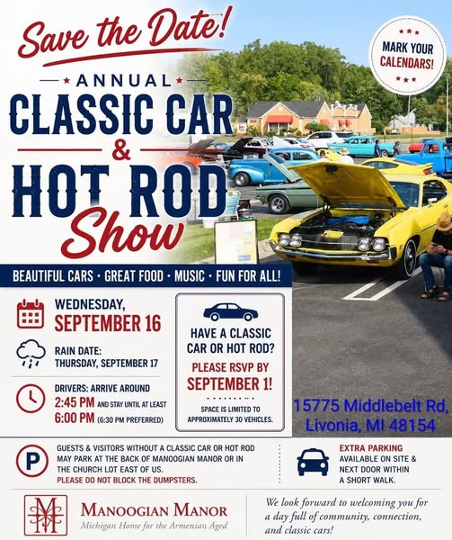 Manoogian Manor Annual Classic Car & Hot Rod Show event at Manoogian Manor in Livonia, MI on September 16, 2026