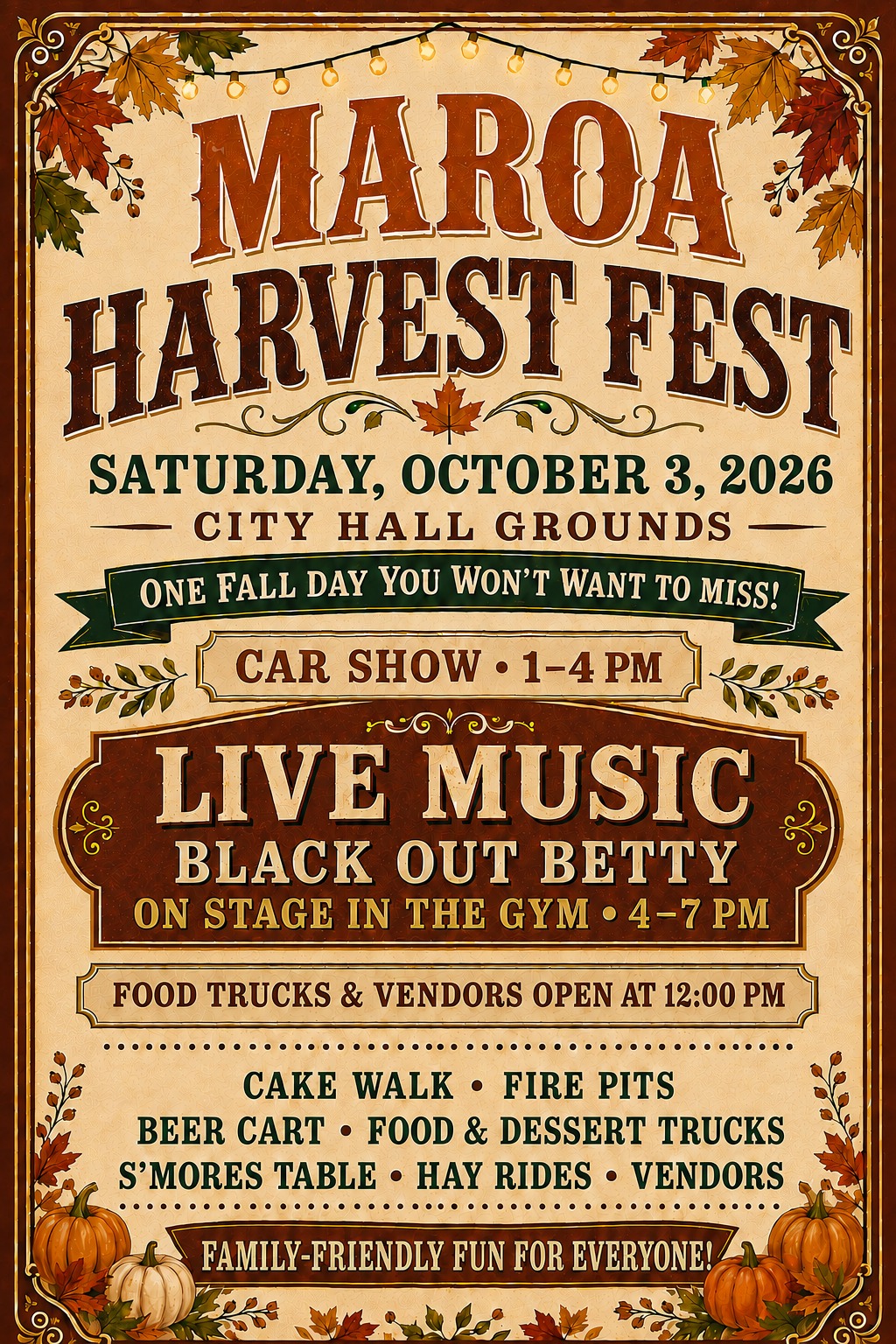 Maroa Harvest Fest event at City Hall Grounds in Maroa, IL on October 3, 2026