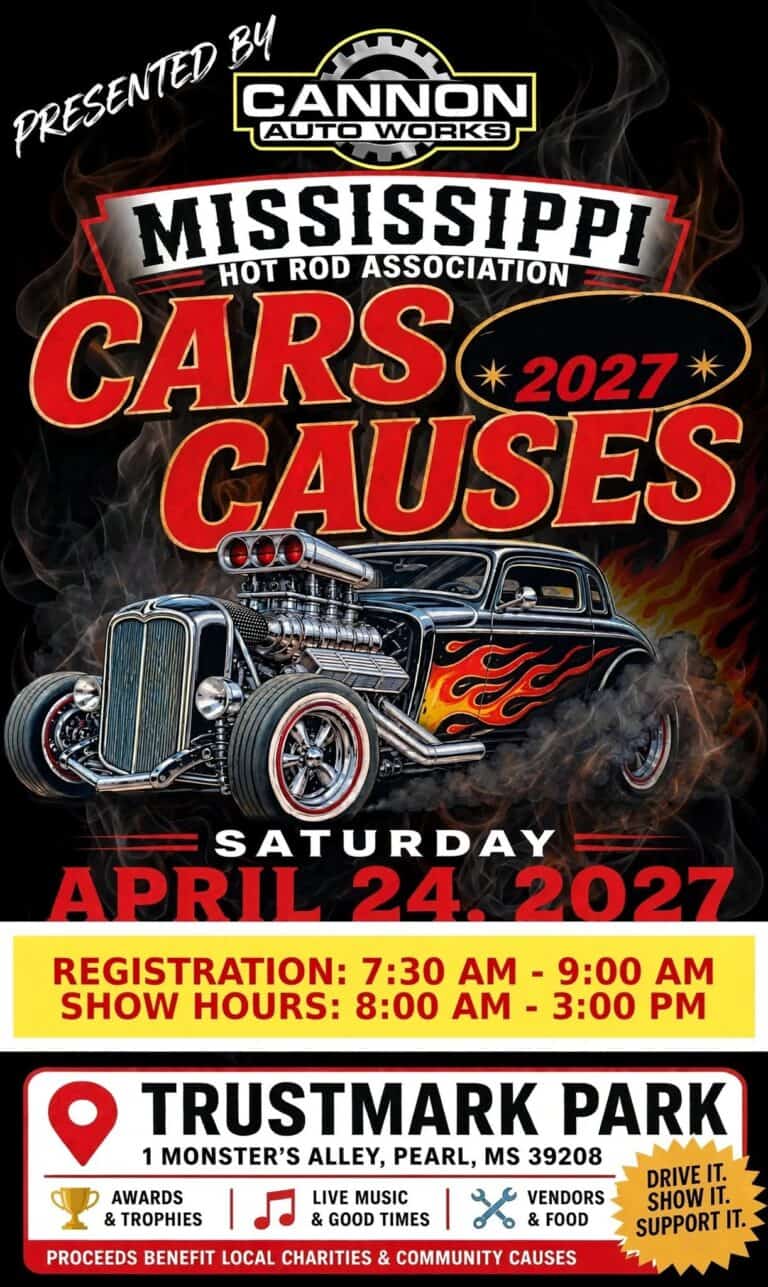 Mississippi Hot Rod Association Cars for Causes car show in Pearl, MS