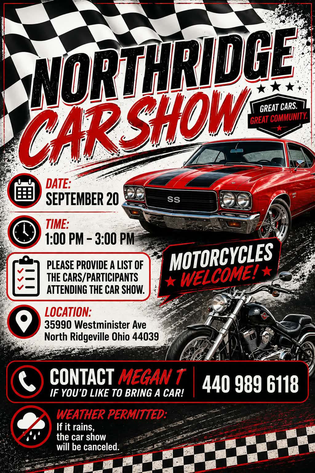 Northridge Car Show event at Northridge Rehabilitation and Care Center in North Ridgeville, OH on September 20, 2026