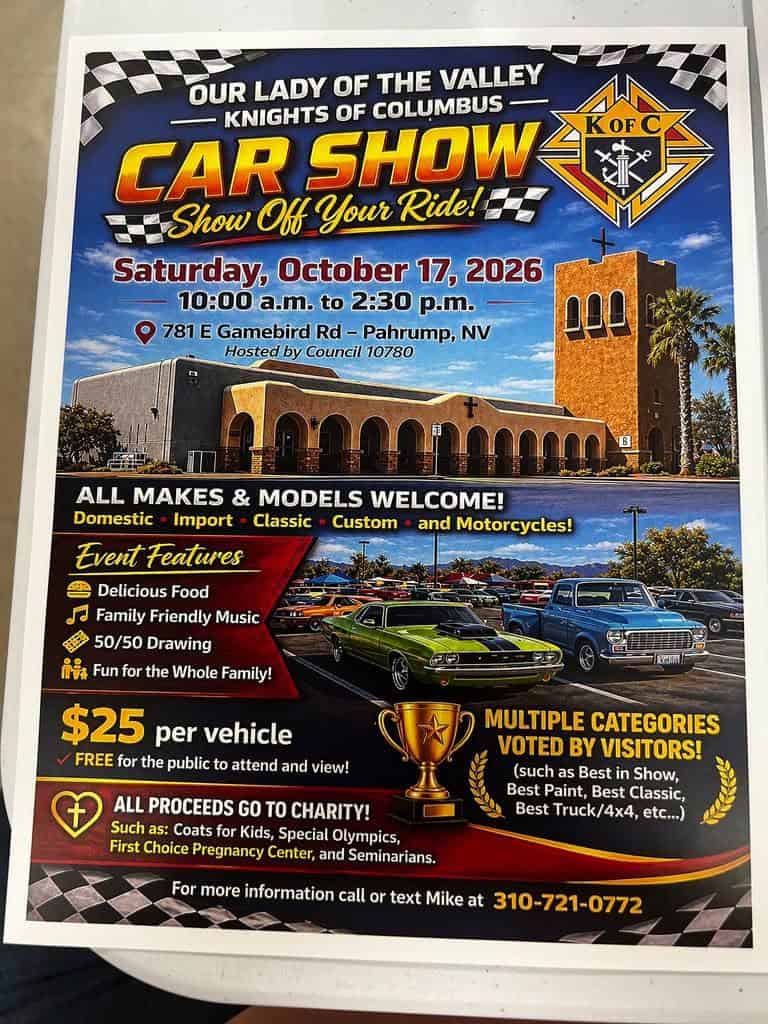 Our Lady of the Valley Knights of Columbus Car Show car show in Pahrump, NV