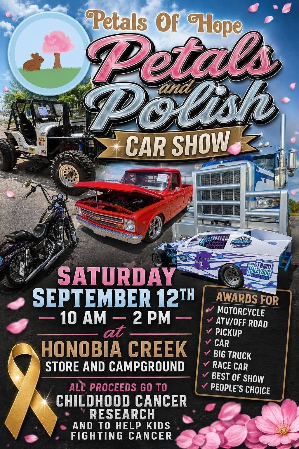 Petals and Polish Car Show event at Honobia Creek Store and Campground in Honobia, OK on September 12, 2026