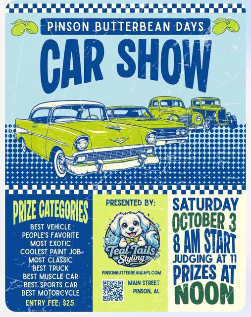 Pinson Butterbean Days Car Show event at Main Street in Pinson, AL on October 3, 2026