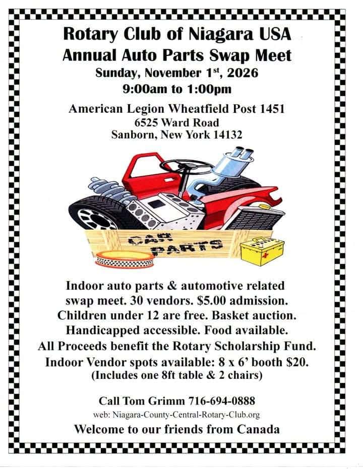 Niagara County Central Rotary Club Auto Parts Swap Meet car show in Sanborn, NY