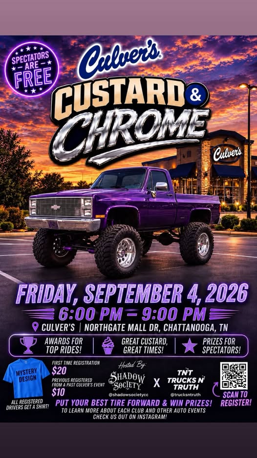 Shadow Society Custard & Chrome event at Culver's in Chattanooga, TN on September 4, 2026