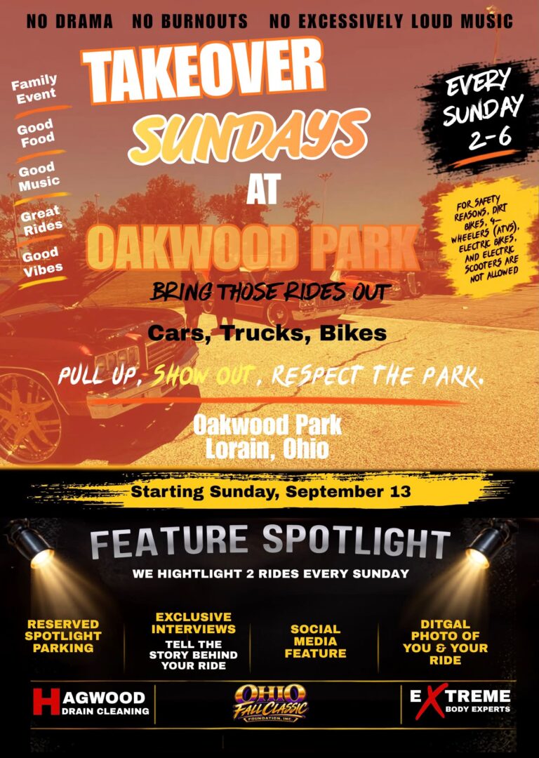 Takeover Sundays at Oakwood Park car show in Lorain, OH
