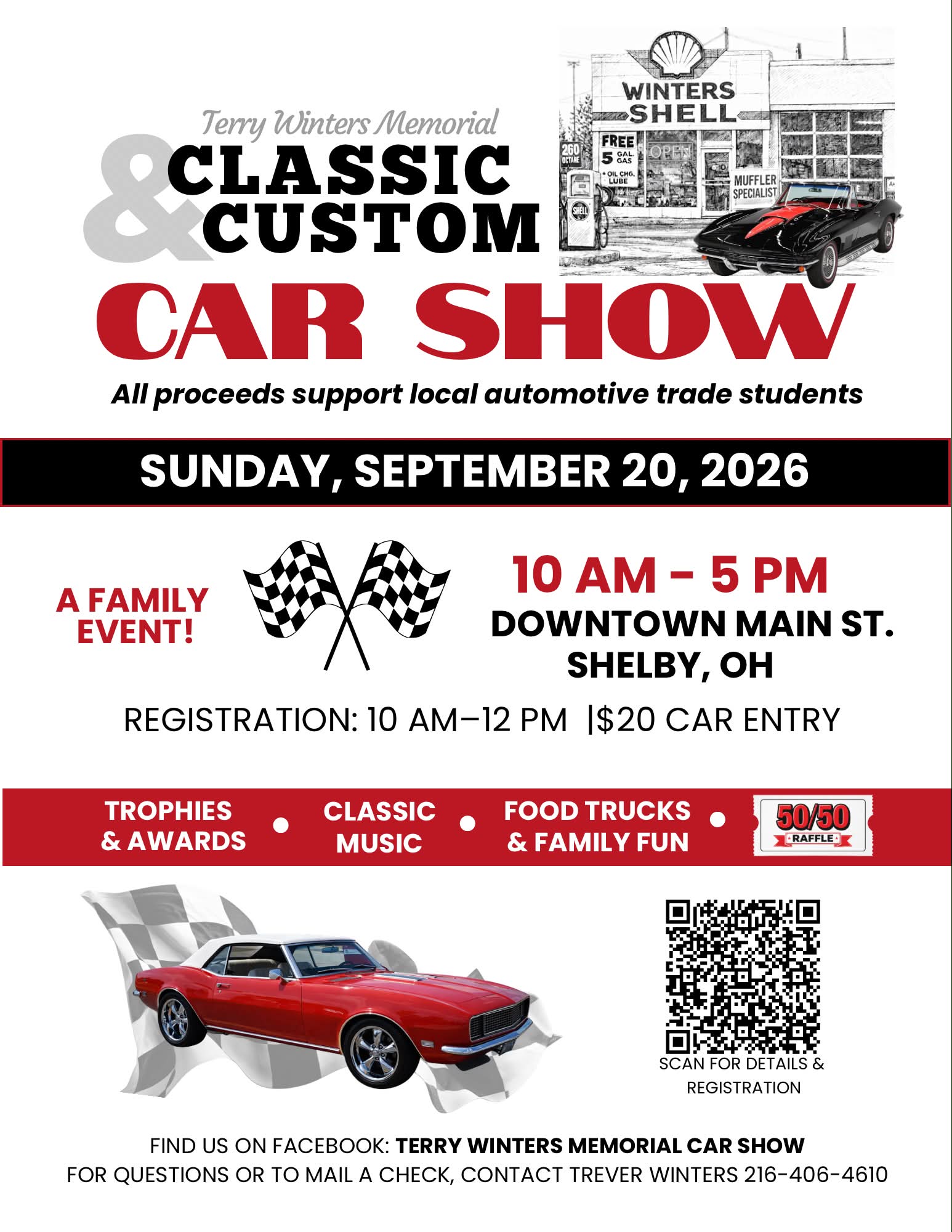 Terry Winters Memorial Classic & Custom Car Show event at Downtown Main Street in Shelby, OH on September 20, 2026