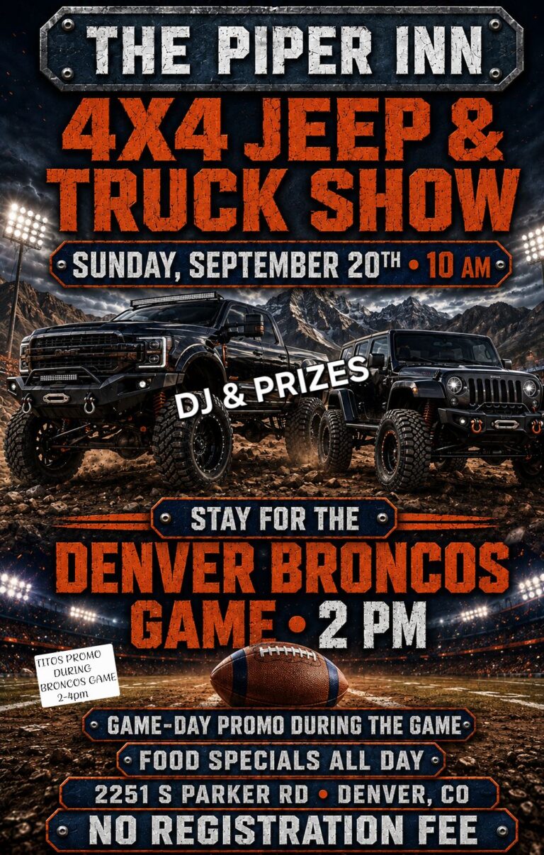 The Piper Inn 4x4 Jeep & Truck Show event at The Piper Inn in Denver, CO on September 20, 2026