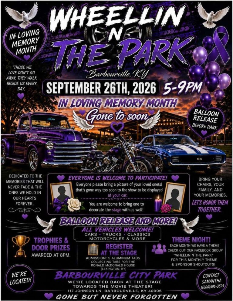 Wheelin N the Park car show in Barbourville, KY