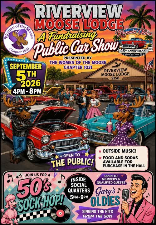 Women of the Moose Chapter 1031 Car Show event at Riverview Moose Lodge 2158 in Riverview, FL on September 5, 2026
