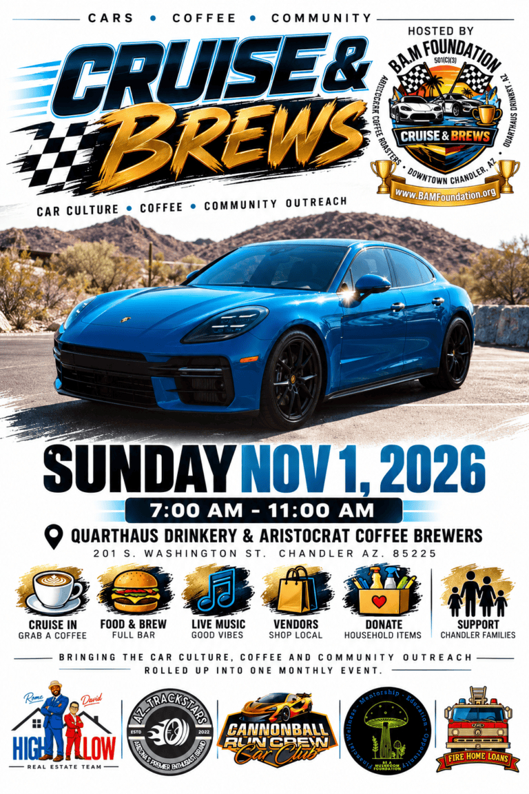 Cruise and Brews car show in Chandler, AZ