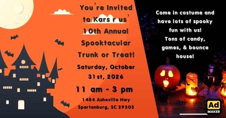 10th Annual Spooktacular Trunk or Treat car show in Spartanburg, SC