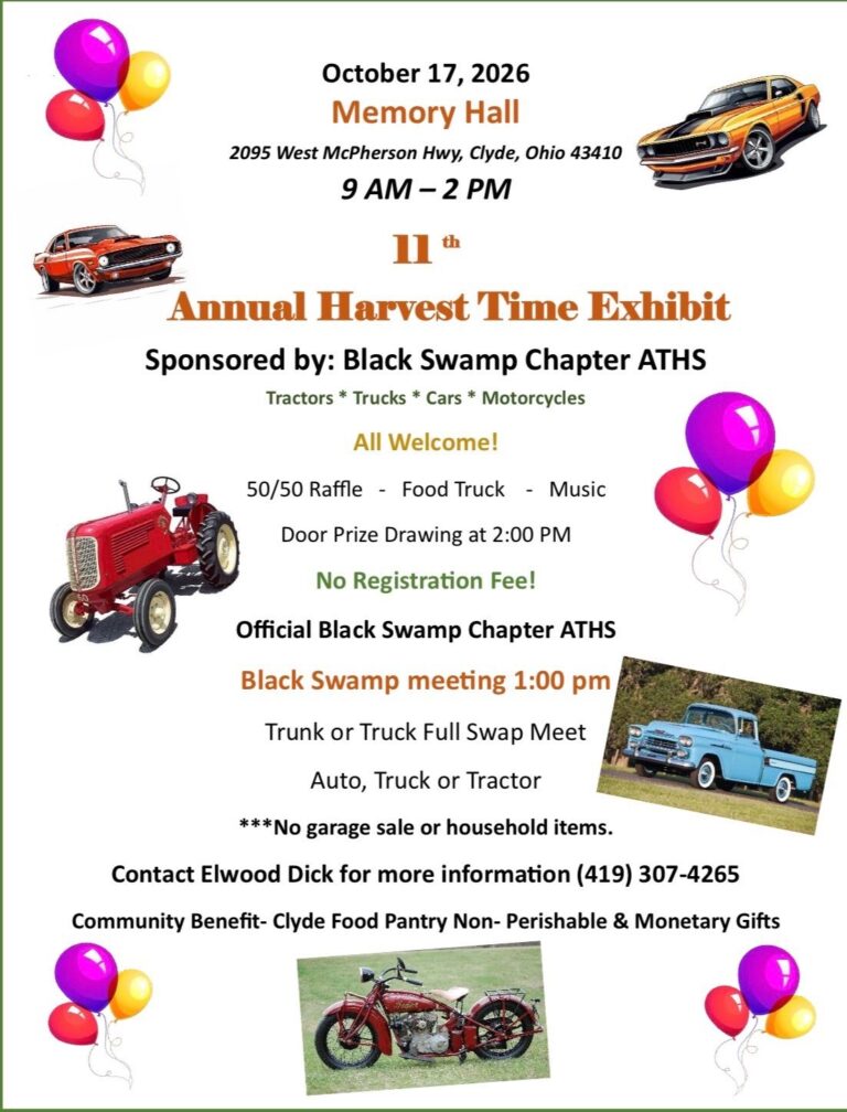 11th Annual Harvest Time Exhibit car show in Clyde, OH