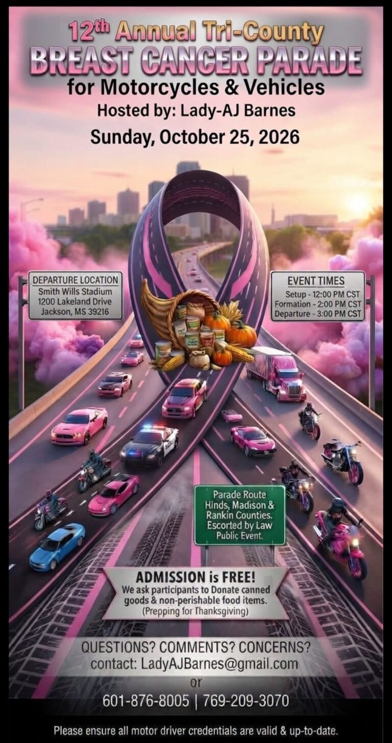 12th Annual Tri-County Breast Cancer Parade for Motorcycles & Vehicles car show in Jackson, MS