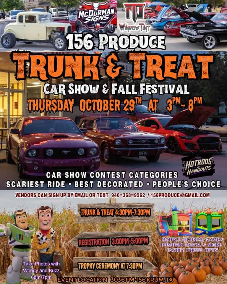 156 Produce Trunk & Treat Car Show & Fall Festival car show in Krum, TX