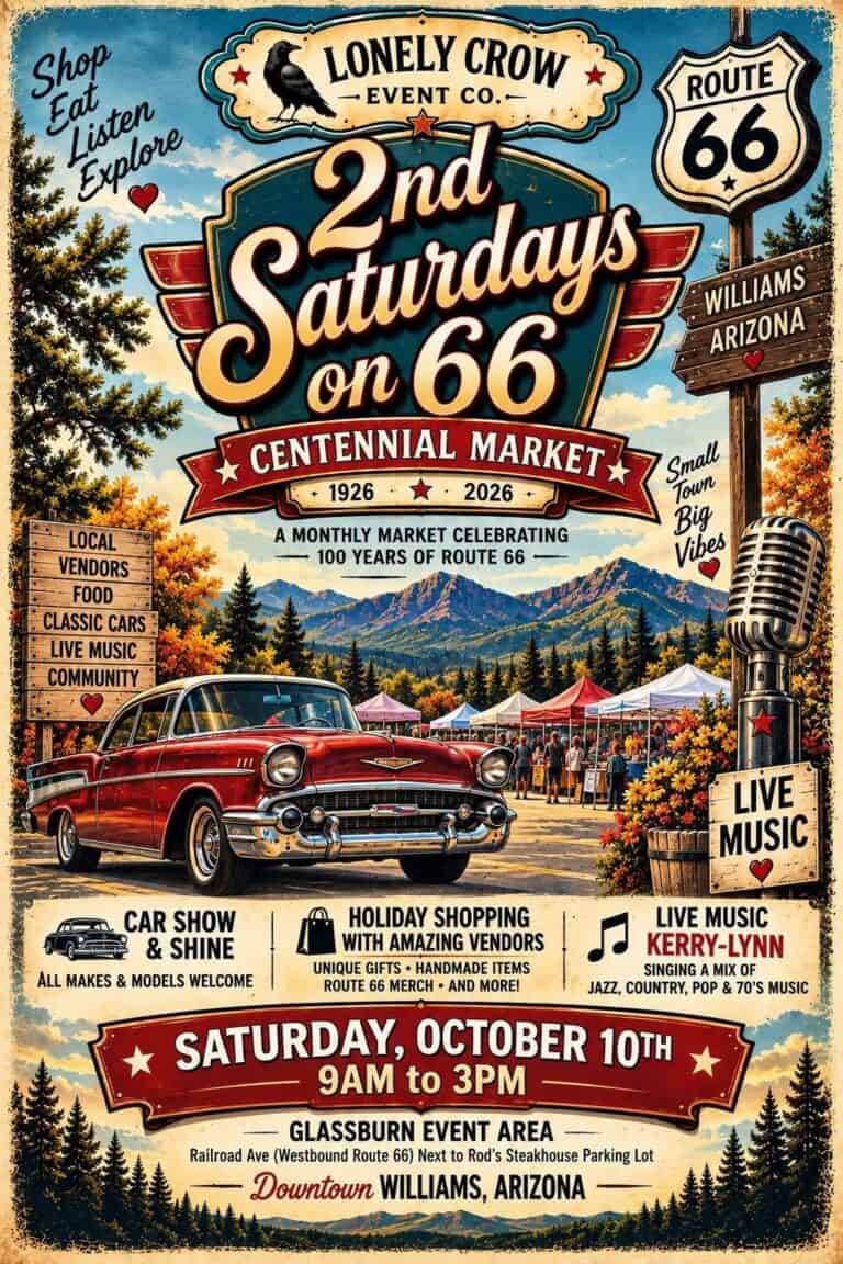 2nd Saturdays on 66 Centennial Market & Car Show car show in Williams, AZ