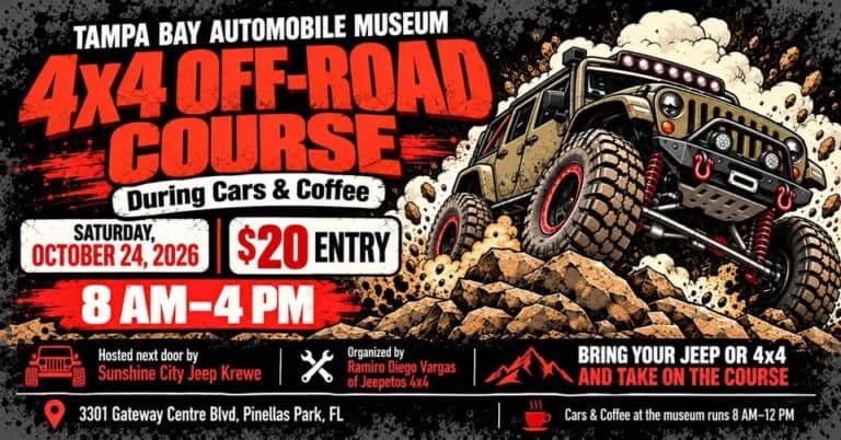 4×4 Off-Road Course During Cars & Coffee car show in Pinellas Park, FL