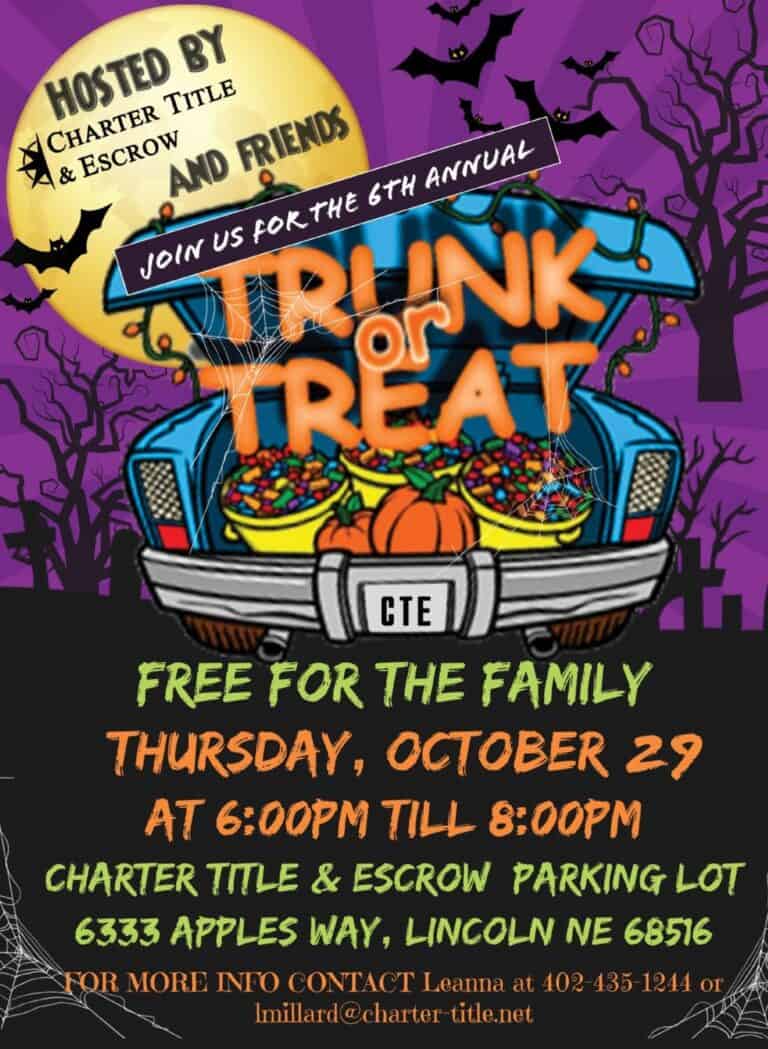 6th Annual Charter Title & Escrow Trunk or Treat car show in Lincoln, NE